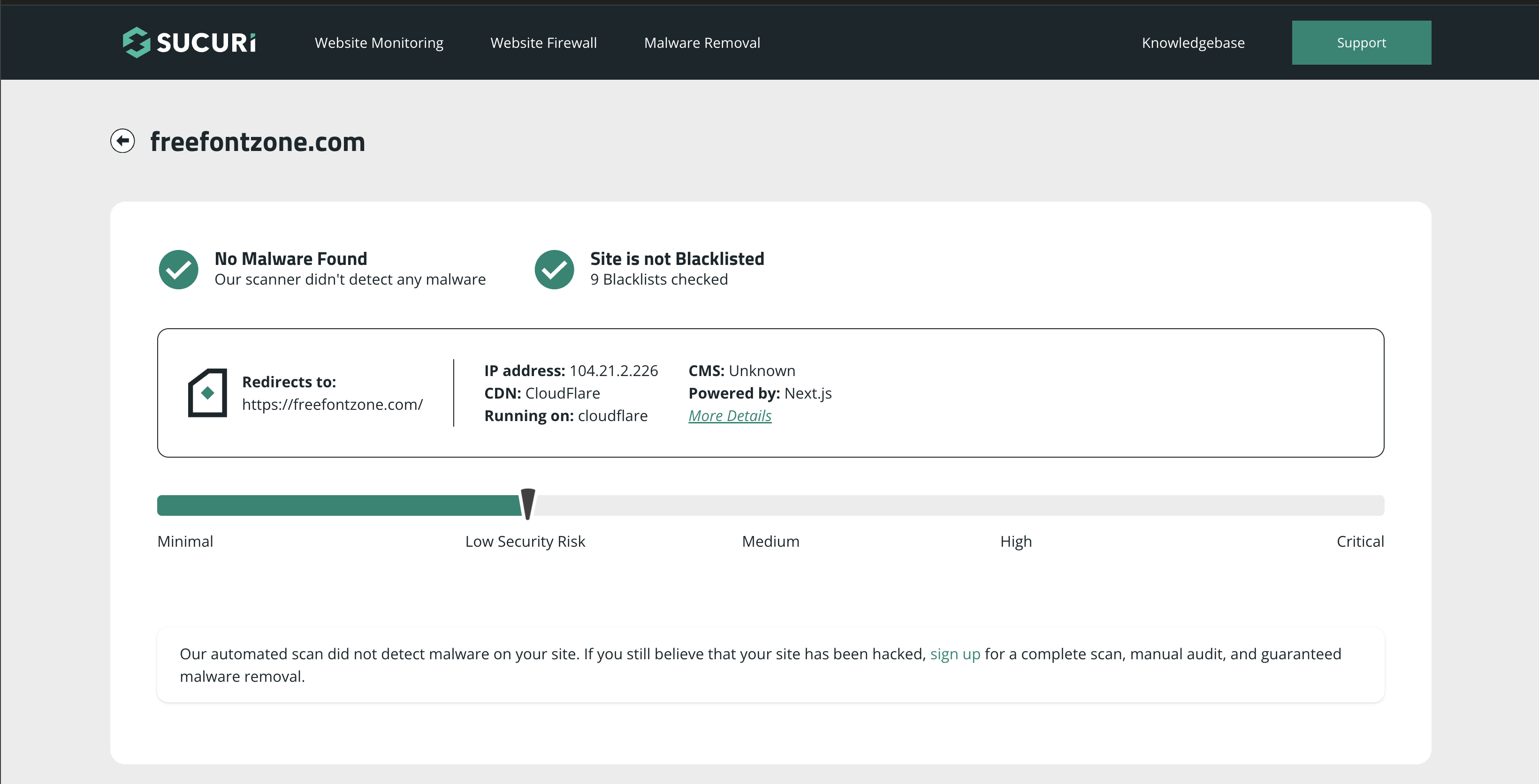 Sucuri Security Scan - No Malware Found